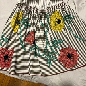 Anna Sui Blue and Pink Embellished A-Line Skirt